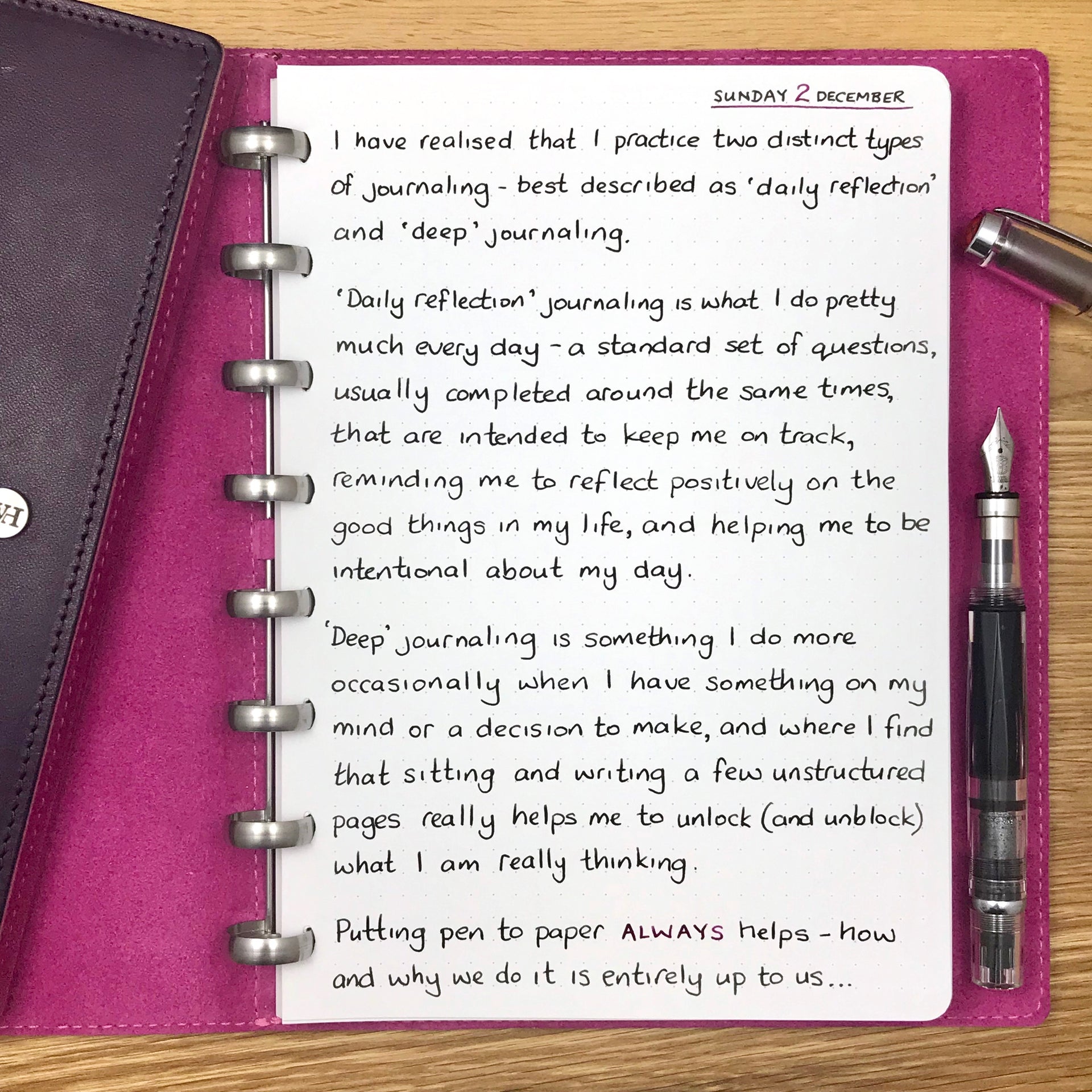 I practice two kinds of journaling....