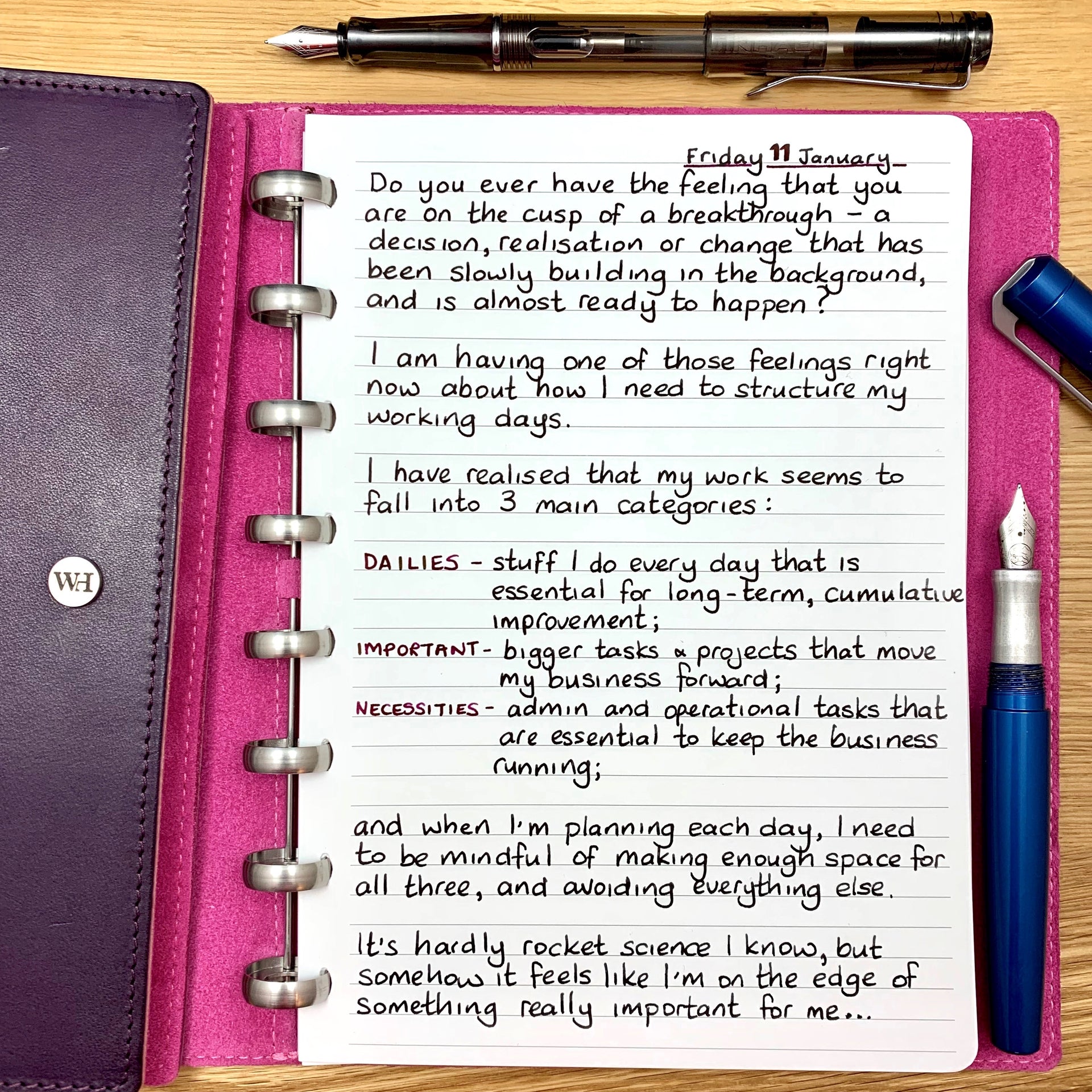 Planning my days....