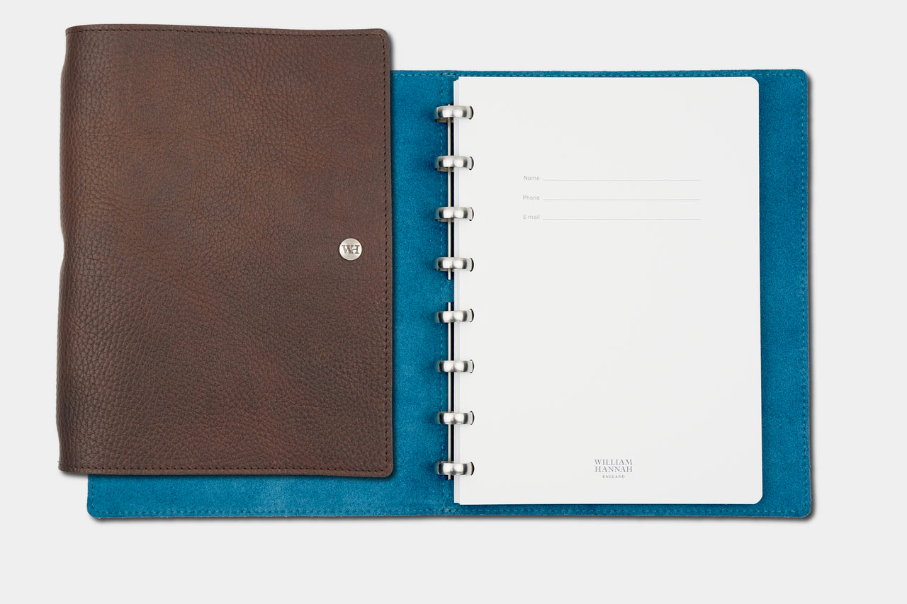 A5 Tumbled Dark Chocolate & Petrol Notebook