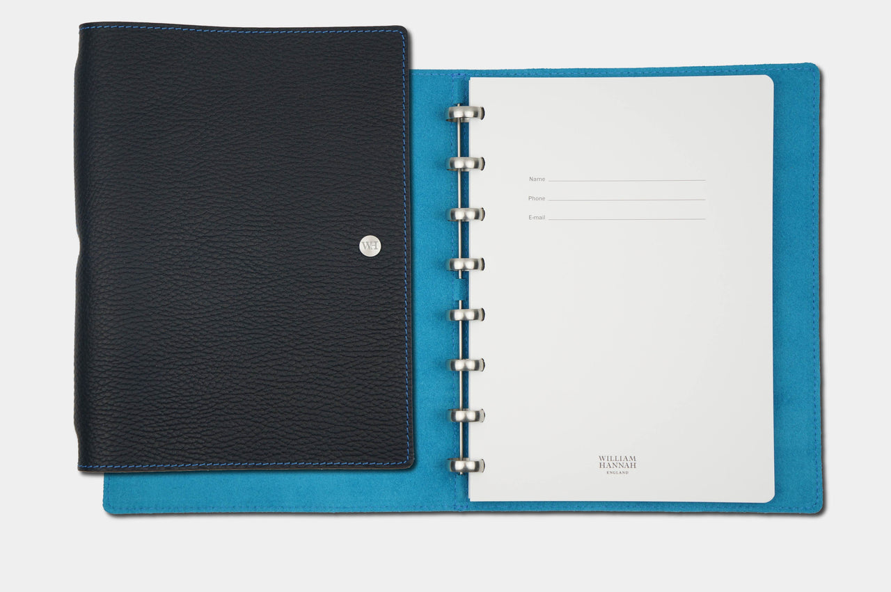 A5 Textured Dark Navy & Kingfisher Notebook