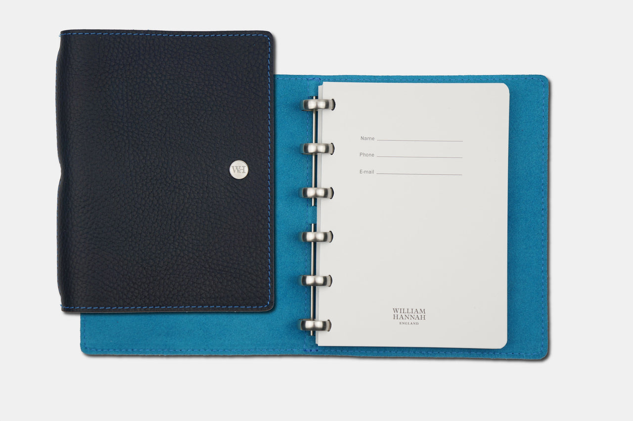 A6 Textured Dark Navy & Kingfisher Notebook