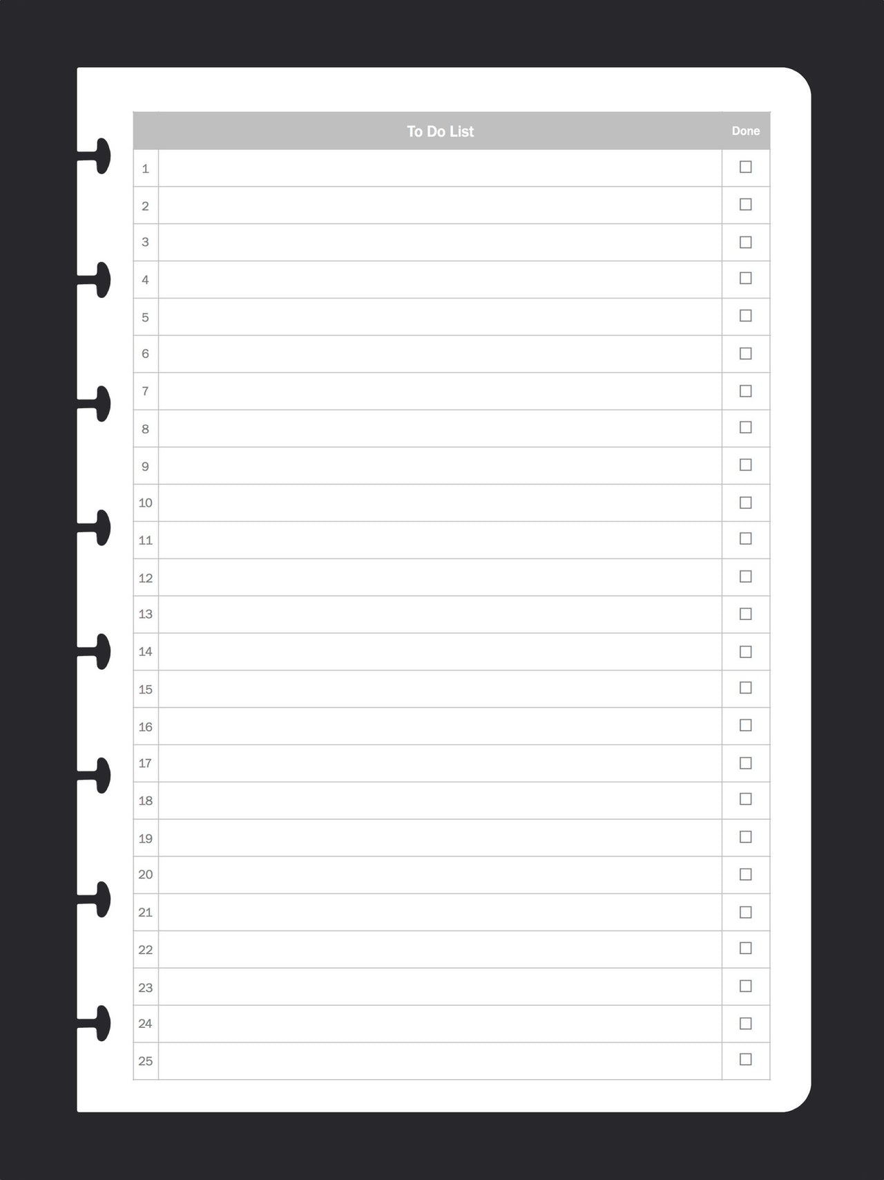 To Do List (A5, 25 pack)