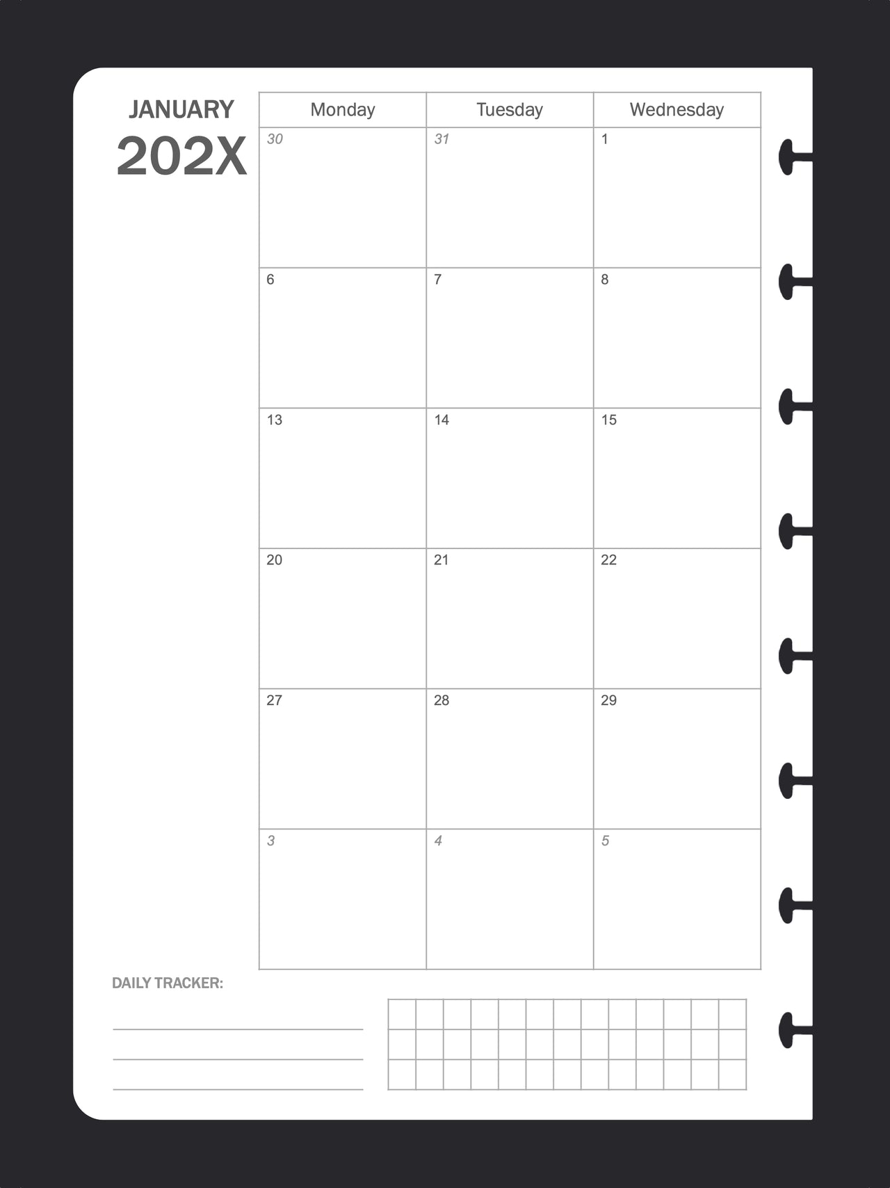 Month to 2 Page Diary (A5)
