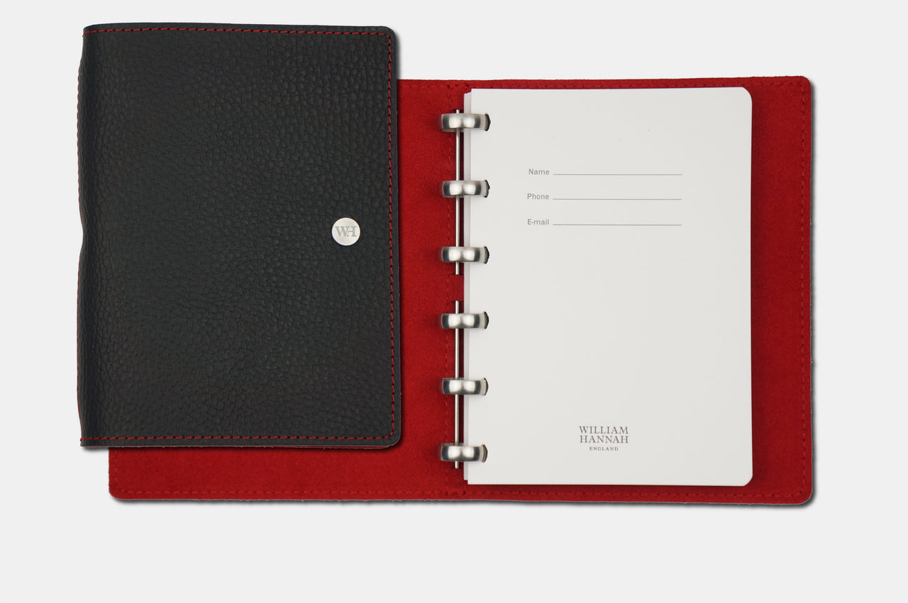 A6 Textured Black & Crimson Notebook