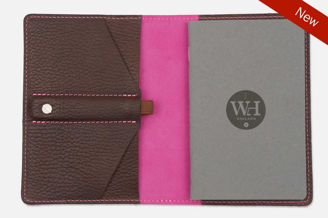 Tumbled Dark Chocolate & Fuchsia Pocket Notebook Cover