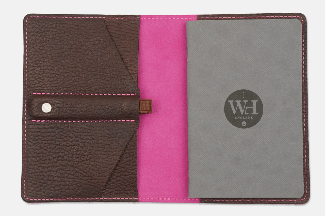 Tumbled Dark Chocolate & Fuchsia Pocket Notebook Cover