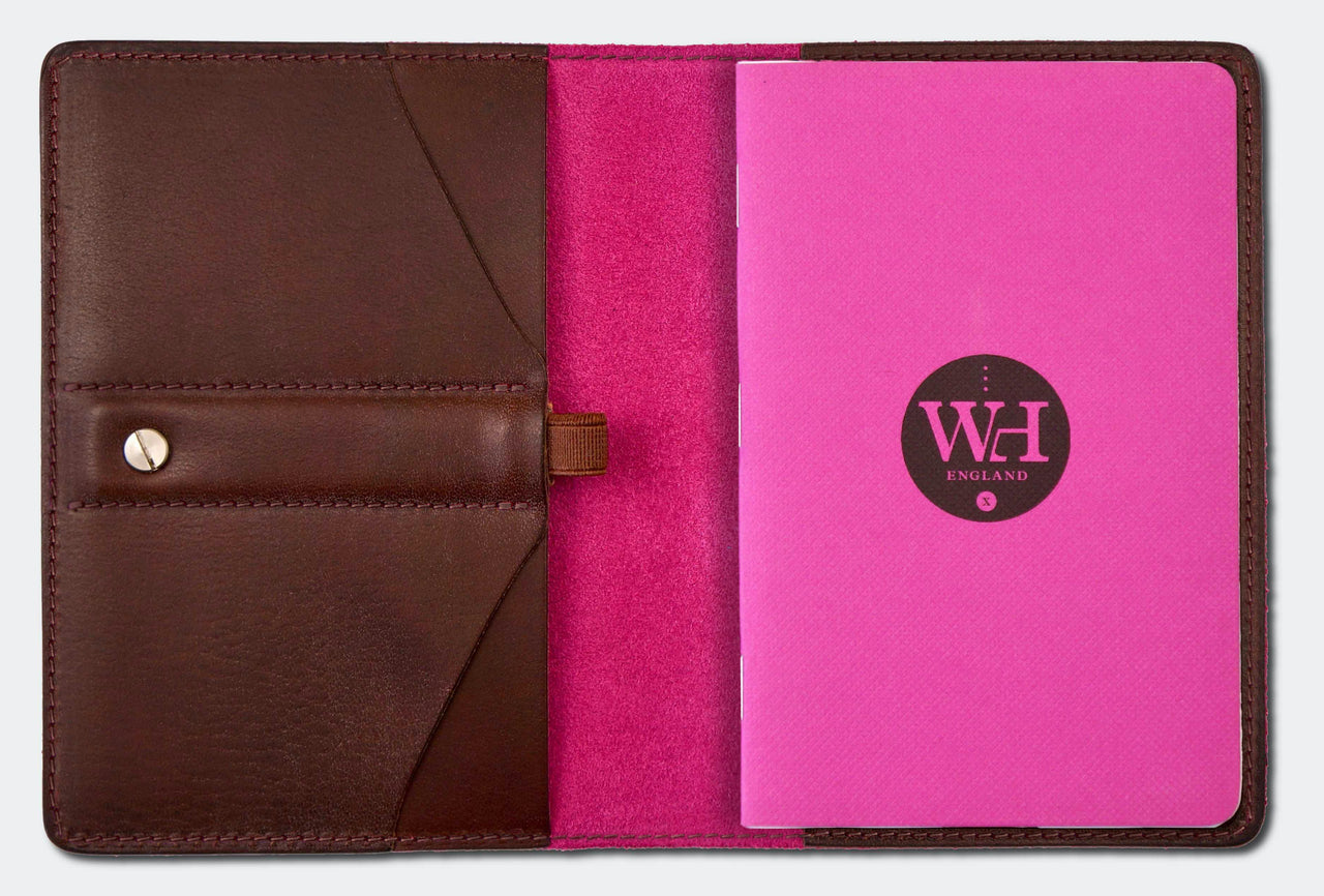 Dark Chocolate & Fuchsia Pocket Notebook Cover