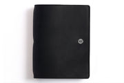 William Hannah black leather and navy suede A6 notebook: front cover