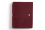 William Hannah bordeaux leather and blue suede A6 notebook: front cover