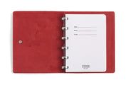 William Hannah black leather and red suede A6 notebook