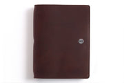 William Hannah dark brown leather and orange suede A6 notebook: front cover