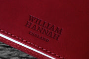 William Hannah red leather and red suede A6 notebook: cover logo
