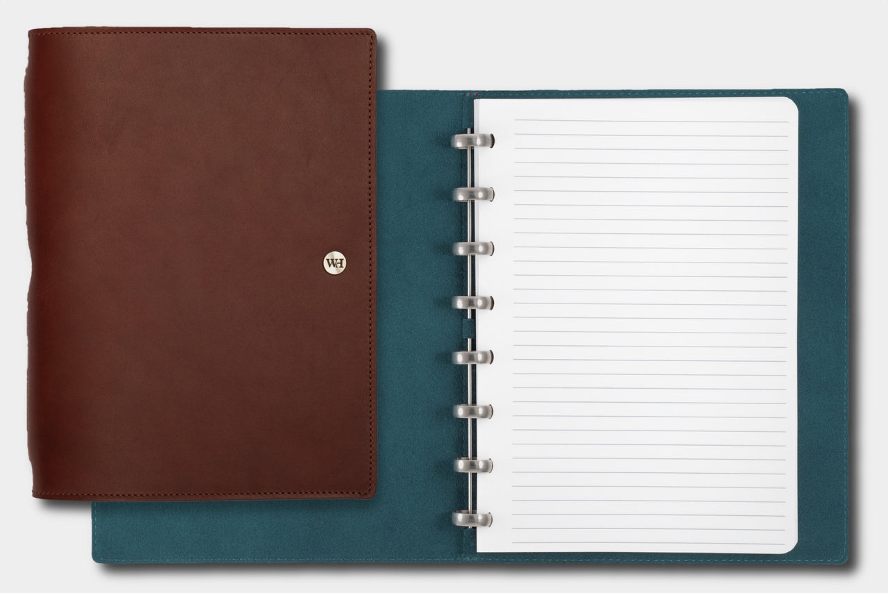 William Hannah Dark Brown leather and Blue suede A5 notebook