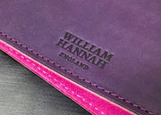 William Hannah Purple leather and Pink suede A5 notebook: cover logo