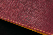 William Hannah Burgundy leather and Yellow suede A5 notebook: cover logo