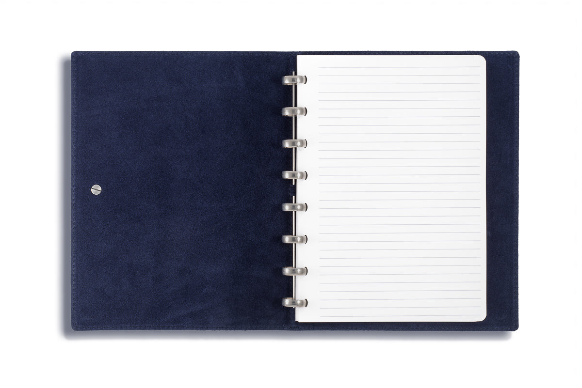 William Hannah Black leather and Navy suede A5 notebook: inside