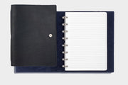 William Hannah Black leather and Navy suede A5 notebook