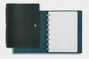 William Hannah Dark Green leather and Blue suede A5 notebook