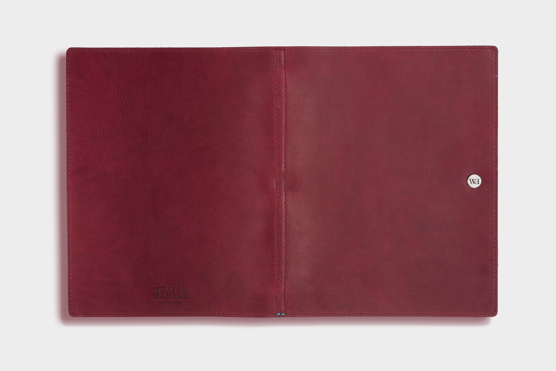 William Hannah Bordeaux leather and Blue suede A5 notebook: full cover