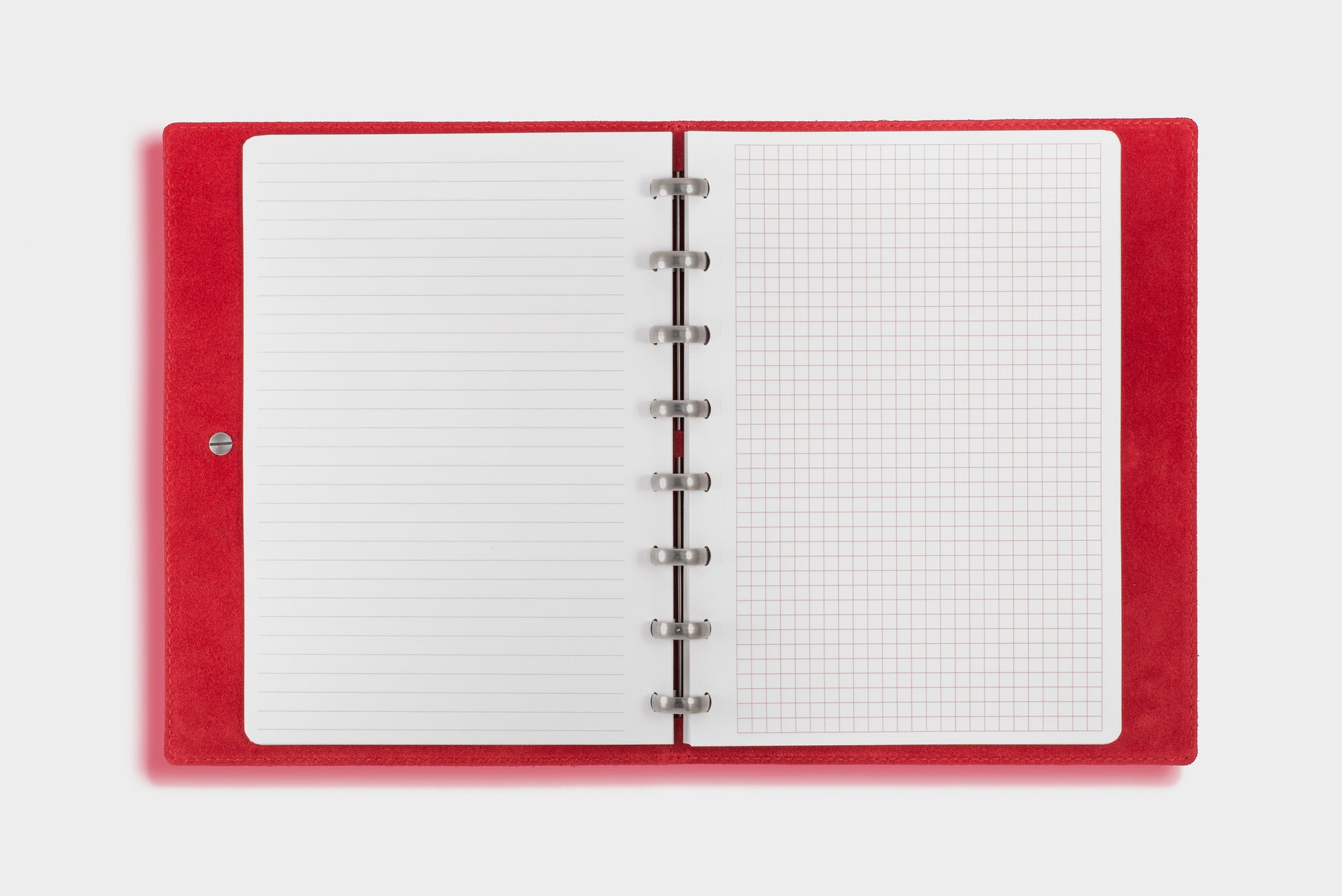 William Hannah Red leather and Red suede A5 notebook: open