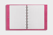 William Hannah Purple leather and Pink suede A5 notebook: open