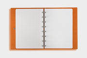 William Hannah Tan leather and Orange suede A5 notebook: open