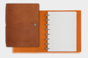 William Hannah Tan leather and Orange suede A5 notebook